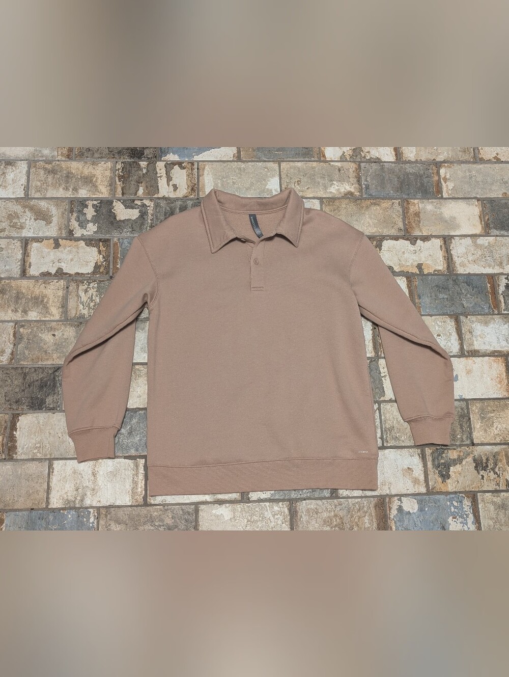 Mondetta Tan Collared Fleece Polo Pullover Sweatshirt - Women's Size Medium